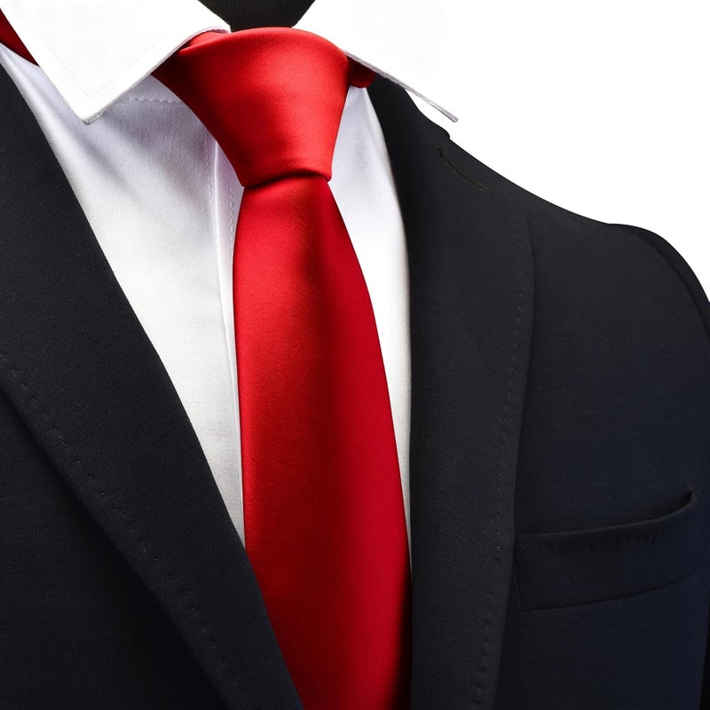 Branduce 2.4"（6cm） Mens Solid Skinny Satin Tie Pure Color Slim Necktie for Business and Wedding - Image 2
